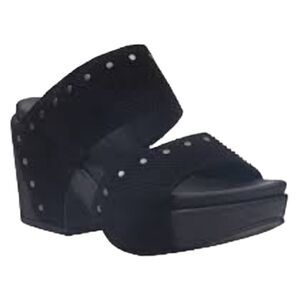 Naked Feet Black Studded Beslow Leather Platform Sandal Size 6.5
